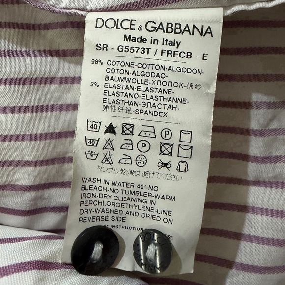 Dolce & Gabbana Men's Purple and White Striped Shirt 15.5 39 Italian - Picture 4 of 8